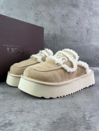 UG Violet Shearling Platform Slipper